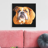 ブルドッグ顔 – 英語ブルドッグ，ブラウン キャンバスプリント (インサイチュ (リビング))