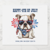 ブルドッグ4th 7月の独立記念日赤白青 スパークリングワインラベル (シングルラベル)