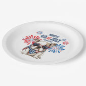 ブルドッグ4th 7月の独立記念日赤白青 ペーパープレート (アングル)