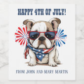 ブルドッグ4th 7月の独立記念日赤白青 ワインラベル (シングルラベル)