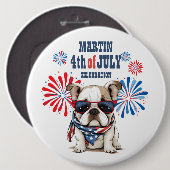 ブルドッグ4th 7月の独立記念日赤白青 缶バッジ (正面&裏面)