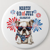 ブルドッグ4th 7月の独立記念日赤白青 缶バッジ (正面)