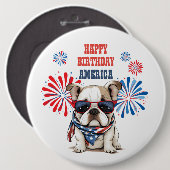 ブルドッグ4th 7月ハッピーバースデーアメリカ 缶バッジ (正面&裏面)