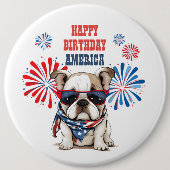 ブルドッグ4th 7月ハッピーバースデーアメリカ 缶バッジ (正面)