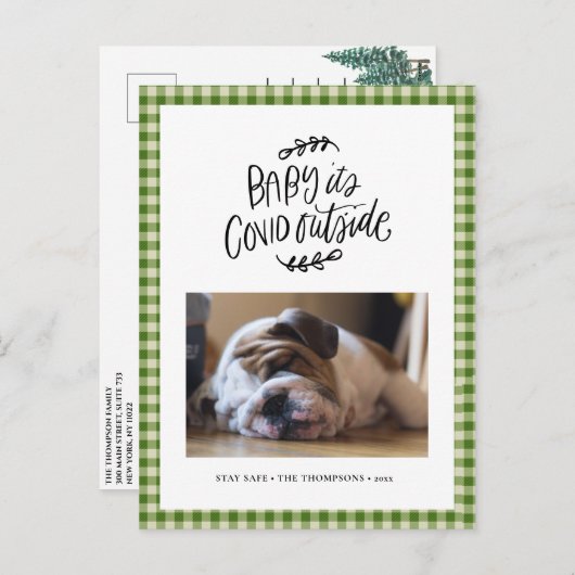 ブルドッグ |かわいいクリスマスの外でCOVID シーズンポストカード (正面/裏面)