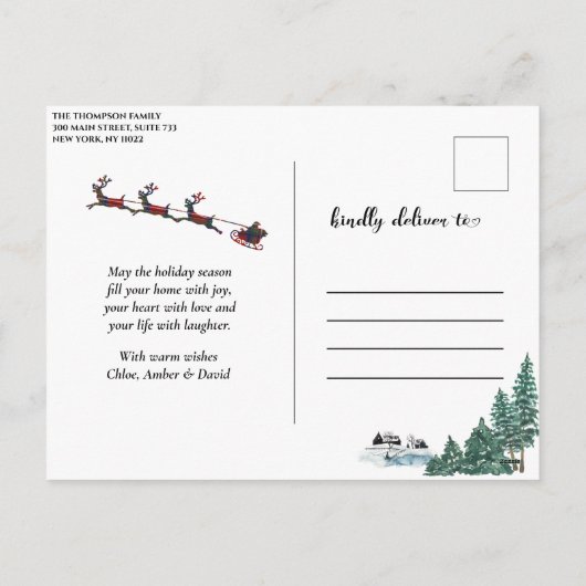 ブルドッグ |かわいいクリスマスの外でCOVID シーズンポストカード (裏面)