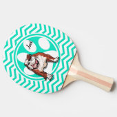 ブルドッグ；アクアグリーンシェブロン 卓球ラケット (横)