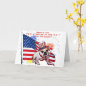 ブルドッグ – インディペンデンスデイお祝い カード (黄色い花)