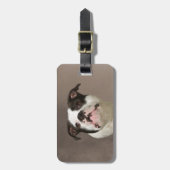 ブルドッグ・ウォーター・カラー・アー絵画ト ラゲッジタグ (正面縦)