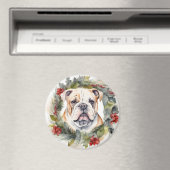 ブルドッグ クリスマスリース 楽しい犬 マグネット (インサイチュ (食洗機))