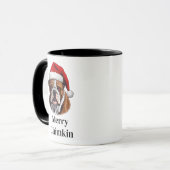 ブルドッグ サンタ帽子 クリスマス マグカップ (正面左)