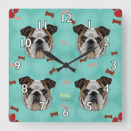 ブルドッグ スクエア壁時計