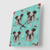 ブルドッグ スクエア壁時計 (傾斜)