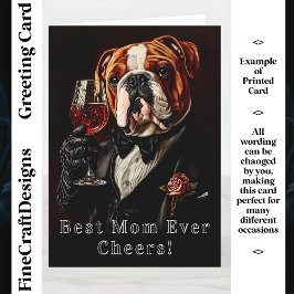 ブルドッグ、ネクタイ＆ワイン CR8 カスタムネーム マザー カード