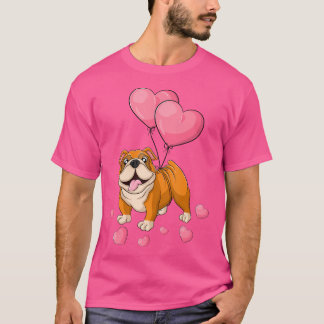 ブルドッグ バレンタインデー 風船 ハート マイ ヴァ Tシャツ