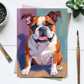 ブルドッグ ペットの絵 ファンシーな水彩の犬のカード