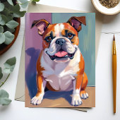 ブルドッグ ペットの絵 ファンシーな水彩の犬のカード