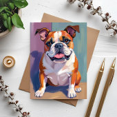 ブルドッグ ペットの絵 ファンシーな水彩の犬のカード