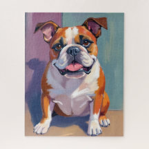 ブルドッグ ペット 絵画 ファンシー 水彩 犬