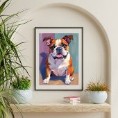 ブルドッグ ペット 絵画 ファンシー 水彩 犬 ポスター