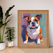 ブルドッグ ペット 絵画 ファンシー 水彩 犬 ポスター