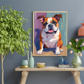 ブルドッグ ペット 絵画 ファンシー 水彩 犬 ポスター