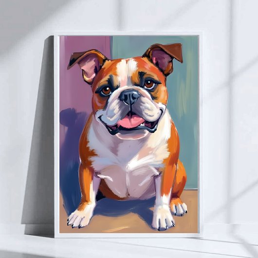 ブルドッグ ペット 絵画 ファンシー 水彩 犬 ポスター
