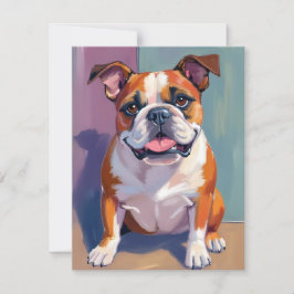 ブルドッグ ペット 絵画 幻想的な 水彩画 犬 サンキューカード