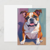 ブルドッグ ペット 絵画 幻想的な 水彩画 犬 サンキューカード (正面/裏面)