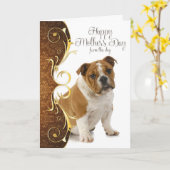 ブルドッグ・マザー・デイ・カード カード (黄色い花)