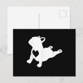 ブルドッグ ヨガ ポーズ ラブ ハート ワークアウト ギフト シーズンポストカード (正面/裏面)