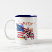 ブルドッグ-独立記念日のお祝い ツートーンマグカップ (左)