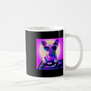 ブルドッグVaporwave Dj犬の美女の子 コーヒーマグカップ