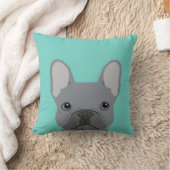 ブルドッフランスのグの子犬のかわいいミントのおもしろい犬枕 クッション (ブランケット)