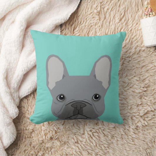 ブルドッフランスのグの子犬のかわいいミントのおもしろい犬枕 クッション (ブランケット)