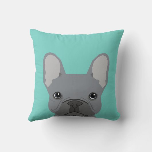 ブルドッフランスのグの子犬のかわいいミントのおもしろい犬枕 クッション (裏面)