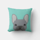 ブルドッフランスのグの子犬のかわいいミントのおもしろい犬枕 クッション (正面)