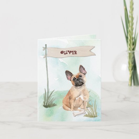 ブルドッフランスのグの新犬おめでとう ノートカード (正面)