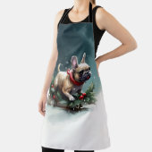 ブルドッフランスのグクリスマスの冬 エプロン (インサイチュ)