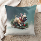 ブルドッフランスのグクリスマスの冬 クッション (ブランケット)