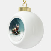 ブルドッフランスのグクリスマスの冬 セラミックボールオーナメント (右)