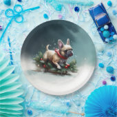 ブルドッフランスのグクリスマスの冬 ペーパープレート (パーティー)