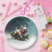 ブルドッフランスのグクリスマスの冬 ペーパープレート (パーティー)