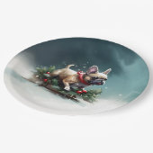 ブルドッフランスのグクリスマスの冬 ペーパープレート (アングル)