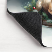 ブルドッフランスのグクリスマスの冬 マウスパッド (コーナー)