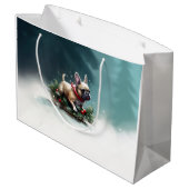 ブルドッフランスのグクリスマスの冬 ラージペーパーバッグ (裏面アングル)