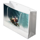 ブルドッフランスのグクリスマスの冬 ラージペーパーバッグ (正面アングル)