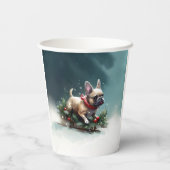 ブルドッフランスのグクリスマスの冬 紙コップ (裏面)