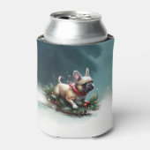 ブルドッフランスのグクリスマスの冬 缶クーラー (缶正面)
