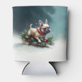 ブルドッフランスのグクリスマスの冬 缶クーラー (正面)